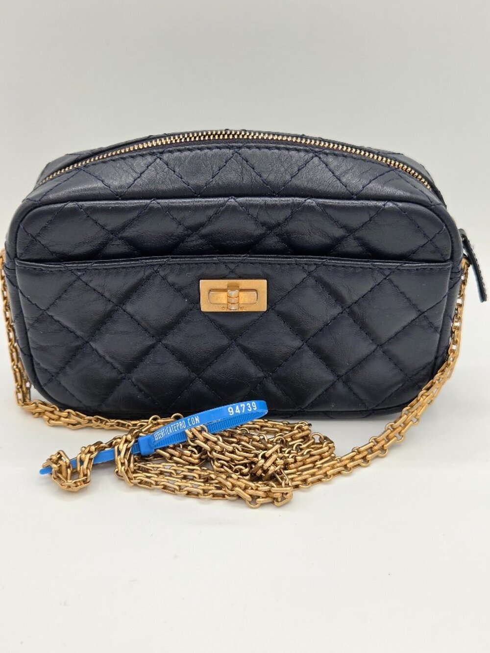 Chanel Reissue Camera Bag – Navy Quilted Calfskin Leather | Aged Gold Hardware |